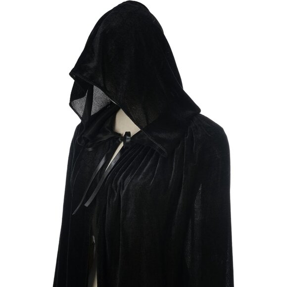Women's Adult Black Velvet Cloak Costumes for Halloween Christmas Renaissance - Picture 4 of 9